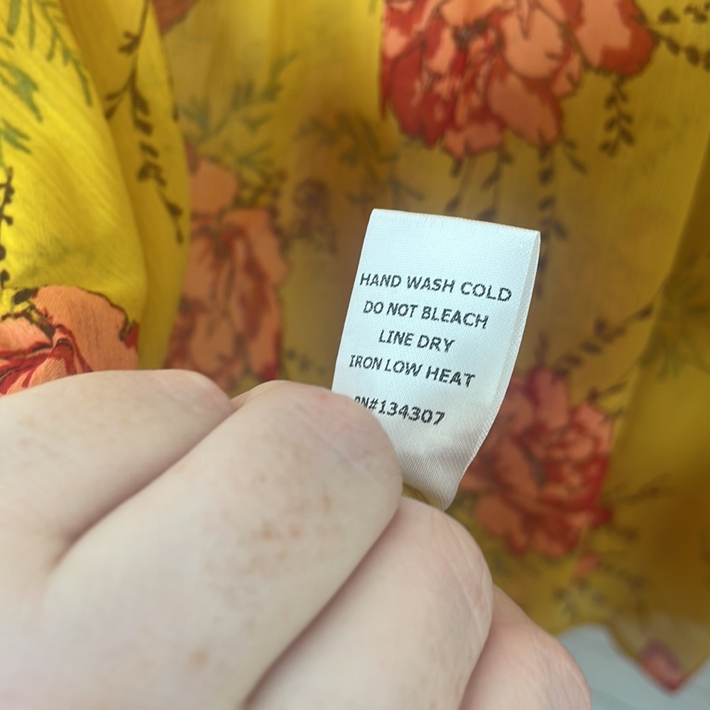 Lumiere Floral Button Up Mustard Shirt - Picture 10 of 13